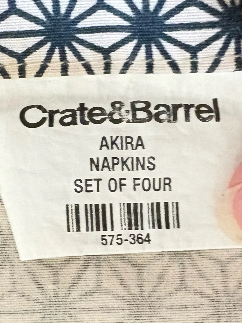 Crate & Barrel Vintage Akira Cloth Napkins Geometric Color Set of 4 Cream Black